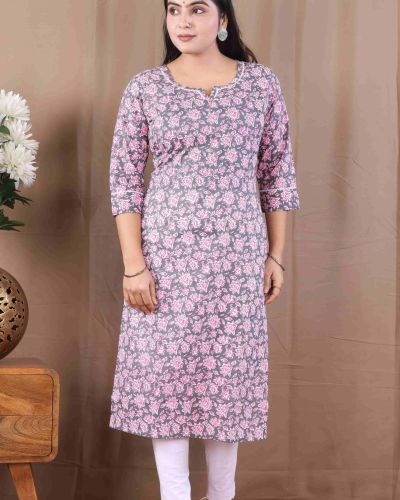 PRINTED LONG KURTI ( PURPLE )