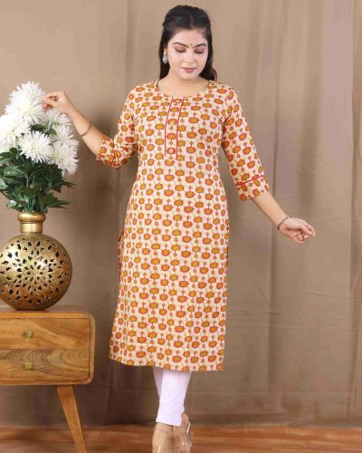 PRINTED LONG KURTI ( MERIGOLD )