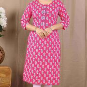 PRINTED LONG KURTI ( ROSE RED )