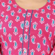 PRINTED LONG KURTI ( ROSE RED )