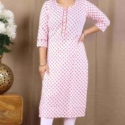 PRINTED LONG KURTI ( FLUORESCENT PINK )