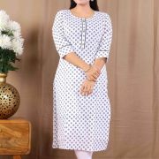 PRINTED LONG KURTI ( WHITE )