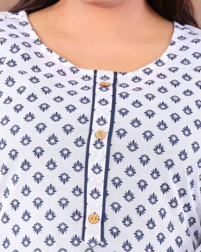 PRINTED LONG KURTI ( WHITE )