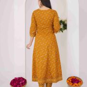 LONG ANARKALI KURTI PANT DUPATTA SET ( ORANGE )