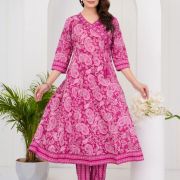 LONG ANARKALI KURTI PANT DUPATTA SET