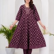 LONG ANARKALI KURTI PANT DUPATTA SET