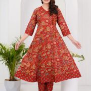 LONG ANARKALI KURTI PANT DUPATTA SET