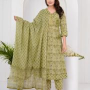 LONG ANARKALI KURTI PANT DUPATTA SET