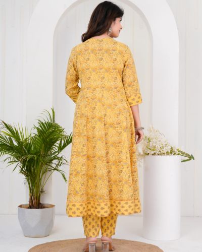 LONG ANARKALI KURTI PANT DUPATTA SET