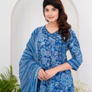 LONG ANARKALI KURTI PANT DUPATTA SET