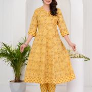 LONG ANARKALI KURTI PANT DUPATTA SET