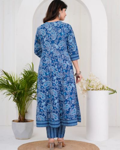 LONG ANARKALI KURTI PANT DUPATTA SET