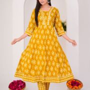 LONG ANARKALI KURTI PANT DUPATTA SET