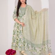 LONG ANARKALI KURTI PANT DUPATTA SET