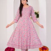 LONG ANARKALI KURTI PANT DUPATTA SET