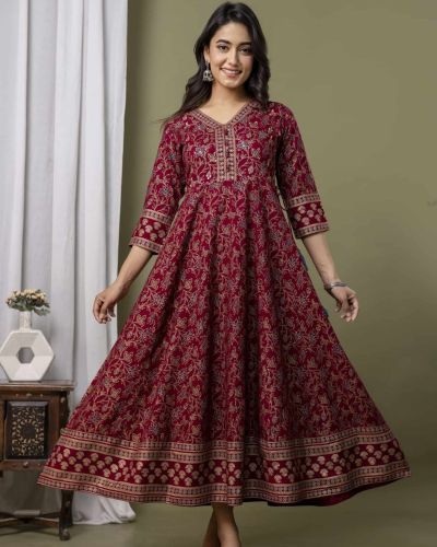 LONG FROCK GHERA  GAOUN KURTI  ( ANARKALI KURTI )