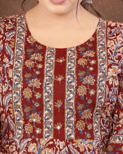 LONG ANARKALI KURTI PANT DUPATTA SET