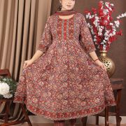 LONG ANARKALI KURTI PANT DUPATTA SET