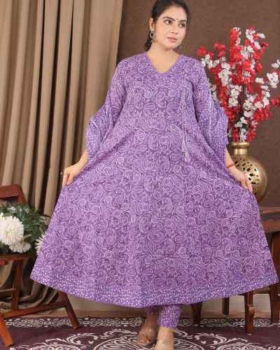 LONG ANARKALI KURTI PANT DUPATTA SET