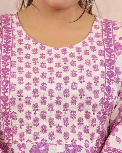 LONG ANARKALI KURTI PANT DUPATTA SET