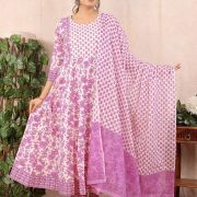 LONG ANARKALI KURTI PANT DUPATTA SET