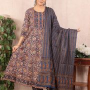 LONG ANARKALI KURTI PANT DUPATTA SET