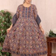 LONG ANARKALI KURTI PANT DUPATTA SET