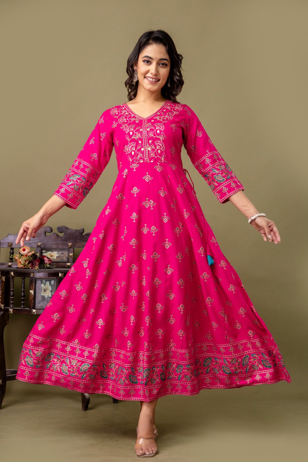 LONG FROCK GHERA  GAOUN KURTI  ( ANARKALI KURTI )