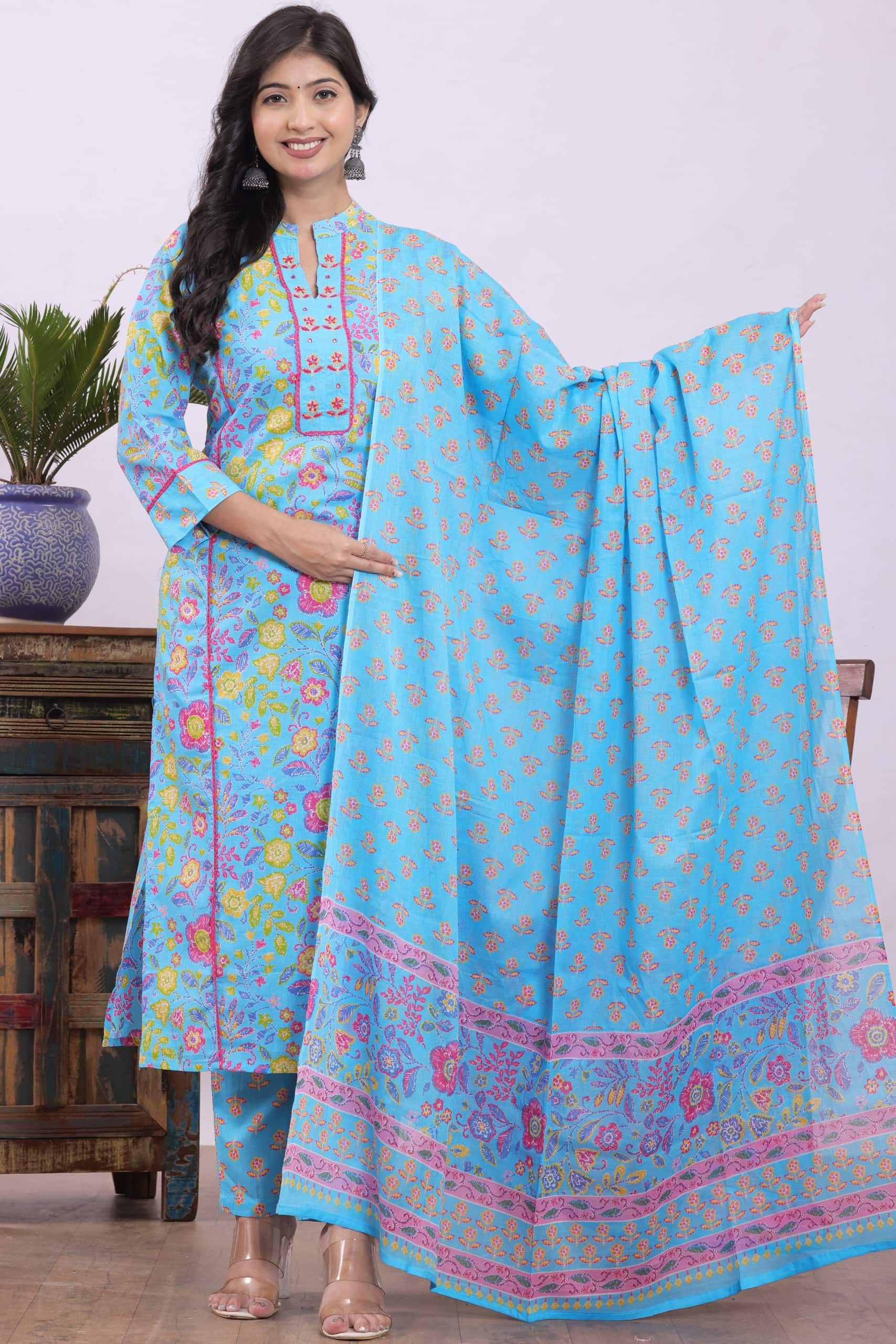KURTI PANT DUPATTA SET