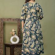 PURE COTTON LONG ANARKALI KURTI PANT DUPATTA SET