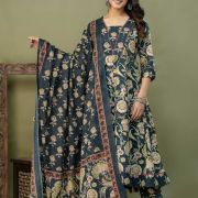 PURE COTTON LONG ANARKALI KURTI PANT DUPATTA SET