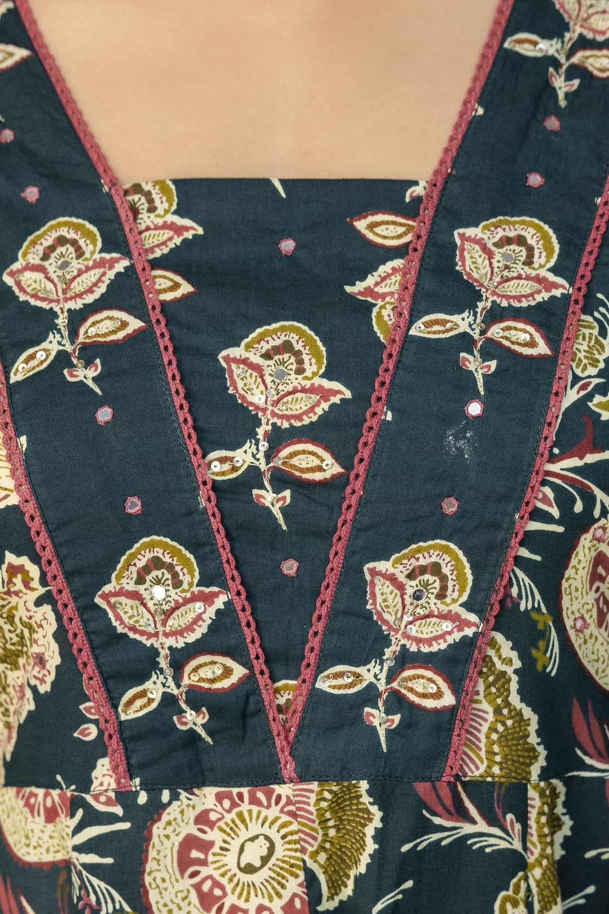 PURE COTTON LONG ANARKALI KURTI PANT DUPATTA SET