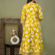 PURE COTTON LONG ANARKALI KURTI PANT DUPATTA SET