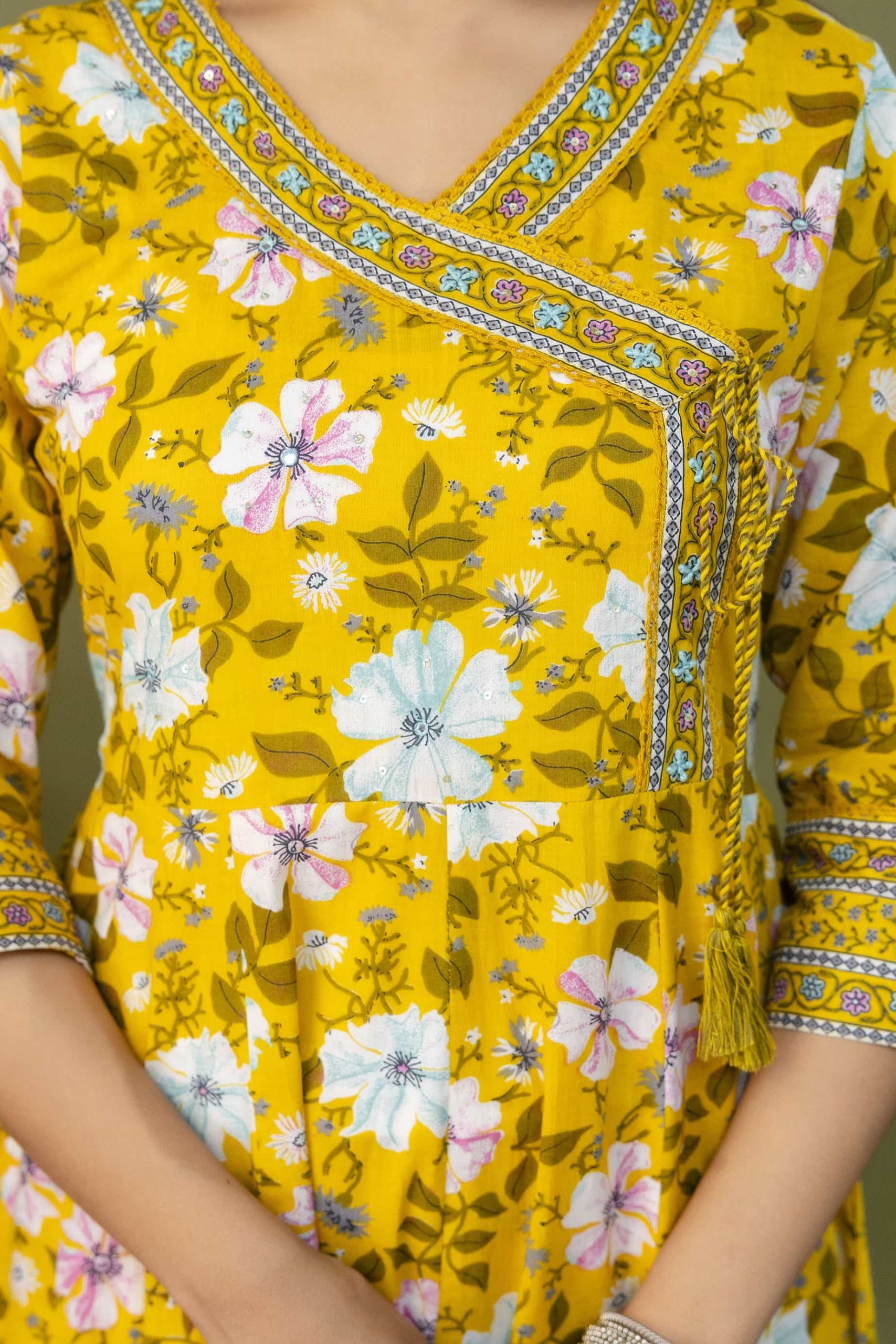 PURE COTTON LONG ANARKALI KURTI PANT DUPATTA SET