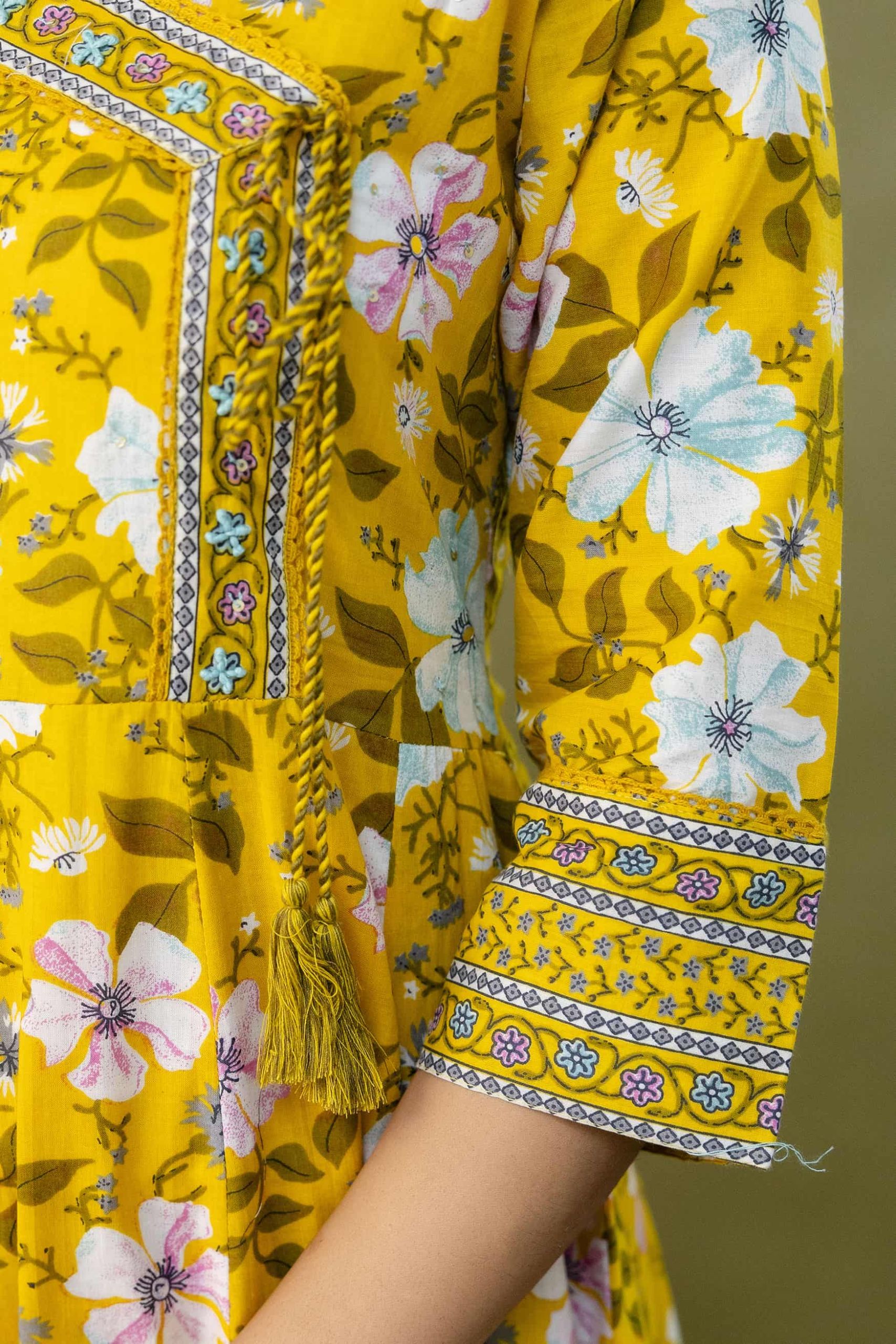 PURE COTTON LONG ANARKALI KURTI PANT DUPATTA SET