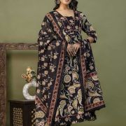 PURE COTTON LONG ANARKALI KURTI PANT DUPATTA SET