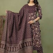 PURE COTTON LONG ANARKALI KURTI PANT DUPATTA SET