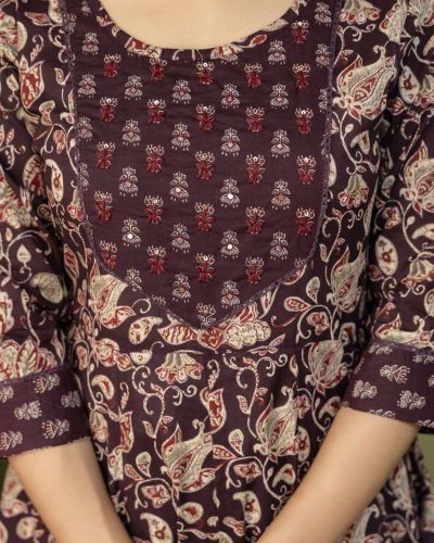 PURE COTTON LONG ANARKALI KURTI PANT DUPATTA SET