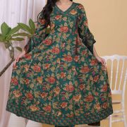 PURE COTTON LONG ANARKALI KURTI PANT DUPATTA SET