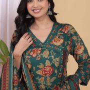 PURE COTTON LONG ANARKALI KURTI PANT DUPATTA SET