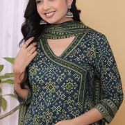 PURE COTTON LONG ANARKALI KURTI PANT DUPATTA SET