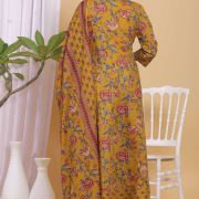 PURE COTTON LONG ANARKALI KURTI PANT DUPATTA SET