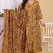 PURE COTTON LONG ANARKALI KURTI PANT DUPATTA SET
