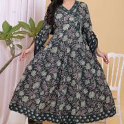 PURE COTTON LONG ANARKALI KURTI PANT DUPATTA SET
