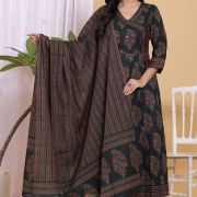 PURE COTTON LONG ANARKALI KURTI PANT DUPATTA SET