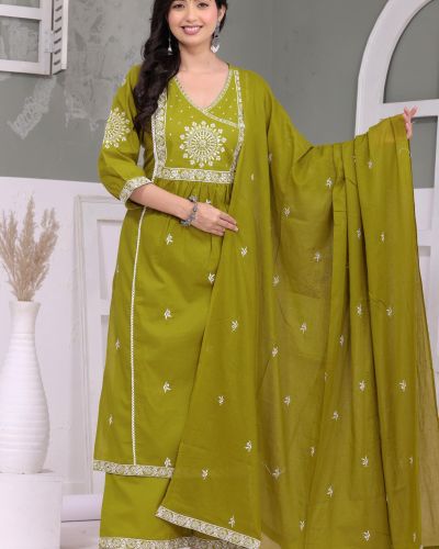 PURE  100% COTTON KURTI-PLAZO AND DUPATTA SET