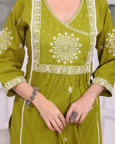 PURE  100% COTTON KURTI-PLAZO AND DUPATTA SET
