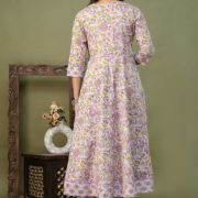 PURE COTTON LONG ANARKALI KURTI PANT DUPATTA SET