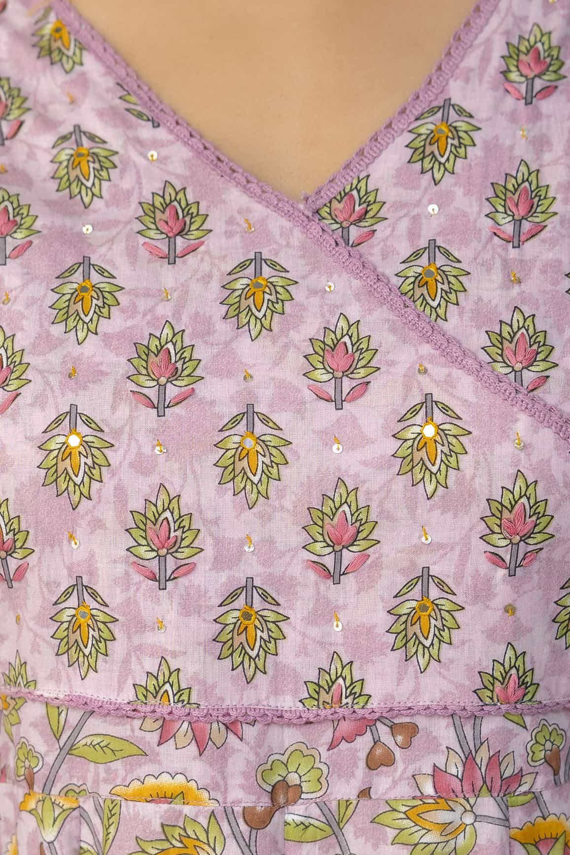 PURE COTTON LONG ANARKALI KURTI PANT DUPATTA SET