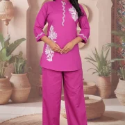 Botanical Embroidered Straight Kurta Pant Co-ord Set